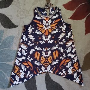 Alfani Sleeveless Swing Tunic with Beaded Neck